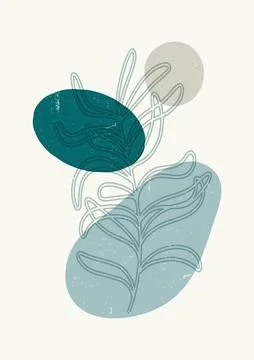 Botanical poster with textured effect Stock Illustration