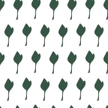 Botanical seamless background with green leaf shapes . Monochrome Stock Illustration