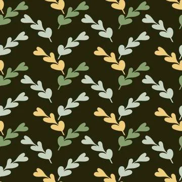 Botanical seamless background with green leaf shapes . Monochrome, Decorative Stock Illustration