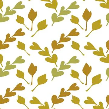 Botanical seamless background with green leaf shapes . Monochrome, Decorative Stock Illustration