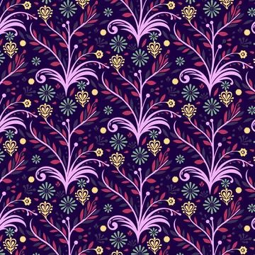 Botanical seamless floral pattern for digital print bedding textile Stock Illustration