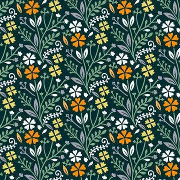 Botanical seamless floral repeat pattern for fabric wallpaper bedding Stock Illustration