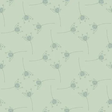 Botanical seamless meadow pattern with yarrow flowers in geometric style. Blu Stock Illustration