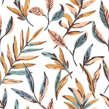 Botanical seamless pattern with abstract leaves and branches. Vector autumn Illustrazione stock