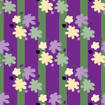 Botanical seamless pattern with doodle flower silhouettes simple print. Strip Stock Illustration