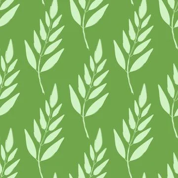 Botanical seamless pattern. Green branch with leaves vector. Ecology and nature Stock Illustration