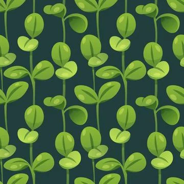 Botanical seamless pattern with green leaves and stems. Vertical plant motifs 스톡 일러스트