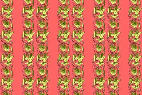 Botanical seamless pattern with growing green peas, leaves and pods vector .. Stock Illustration