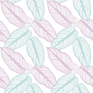 Botanical seamless pattern with pink and turquoise leaves Stock Illustration