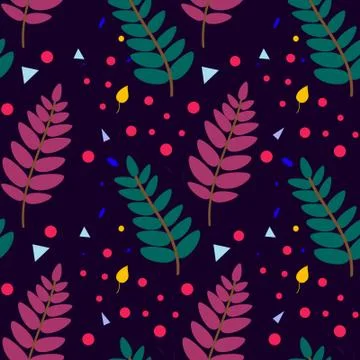 Botanical seamless pattern with plant elements Rowan leaves, berries. Illustrazione stock
