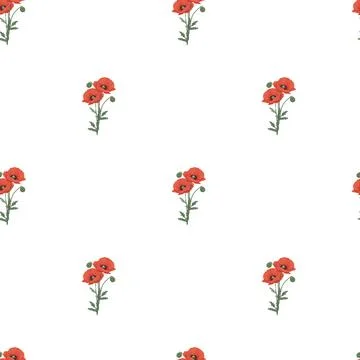 Botanical Seamless Pattern of Poppies Stock Illustration