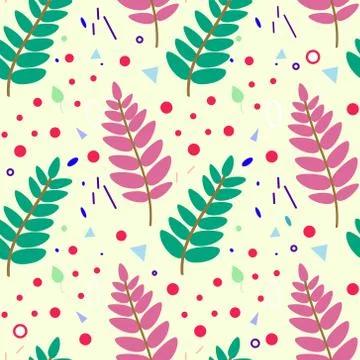 Botanical seamless pattern Rowan leaves, berries Stock Illustration