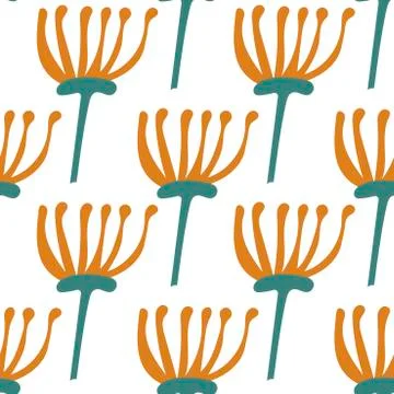Botanical seamless pattern in Scandinavian style. Flat minimal design.Vector  Illustrazione stock