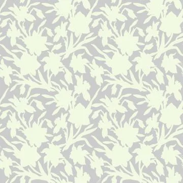 Botanical seamless pattern with silhouettes hand drawn flowers daffodils Stock Illustration