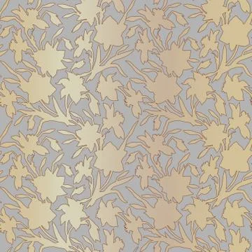 Botanical seamless pattern with silhouettes hand drawn flowers daffodils Stock Illustration