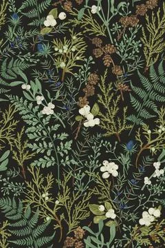 Botanical seamless pattern. Vintage. 스톡 일러스트
