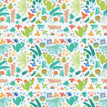 Botanical seamless pattern on white Stock Illustration