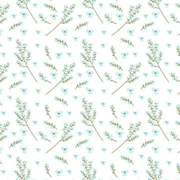 Botanical seamless vector pattern with simple abstract flowers. Elegant floral Stockillustratie