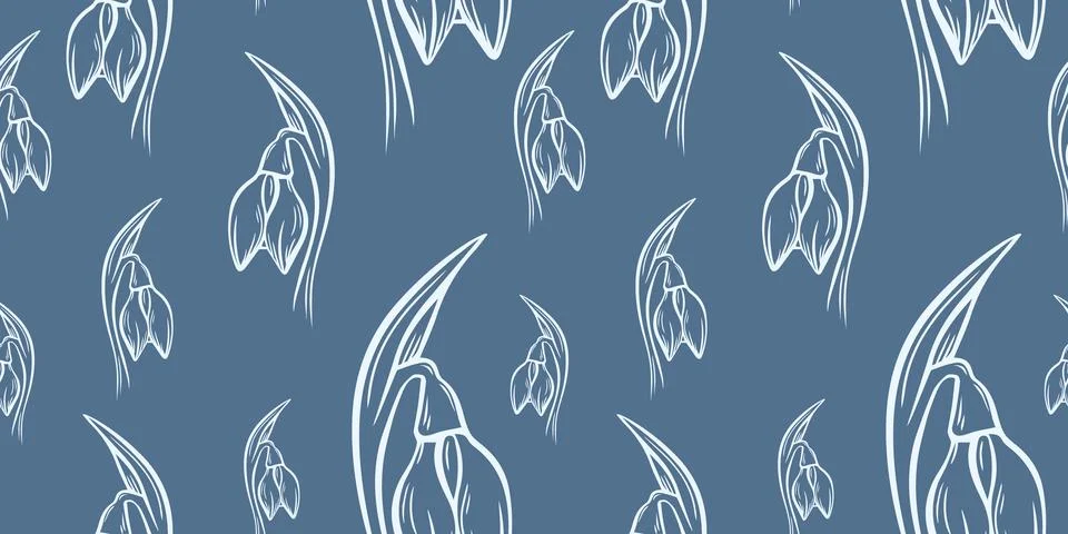 Botanical snowdrop flower seamless pattern Stockillustratie