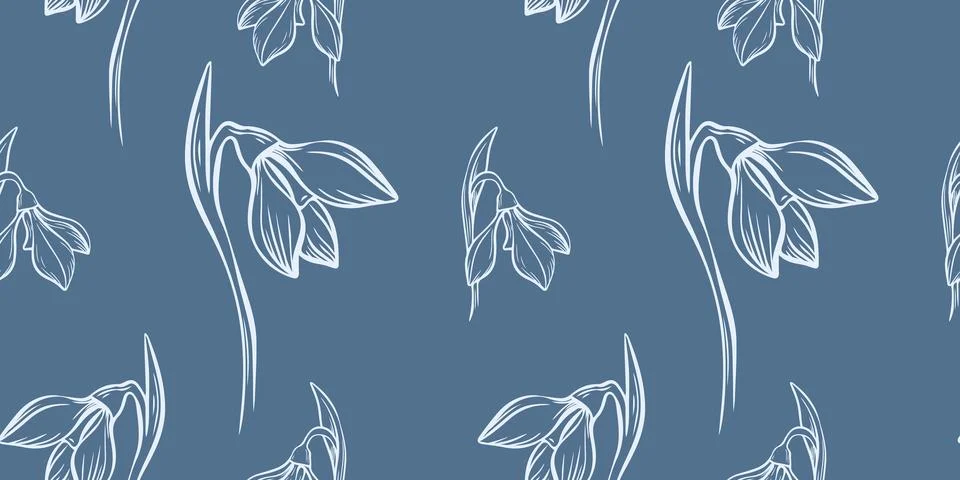 Botanical snowdrop flower seamless pattern Stock Illustration