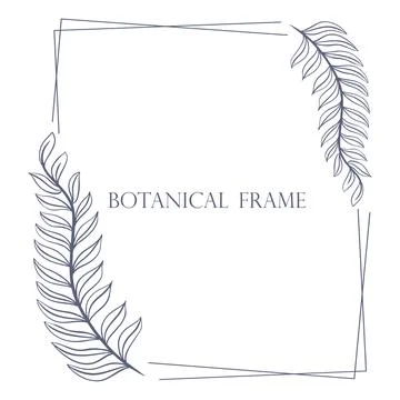Botanical square frame with sheets vector illustration. Stock Illustration