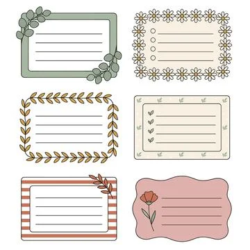 Botanical Sticky Note Bundle Stock Illustration