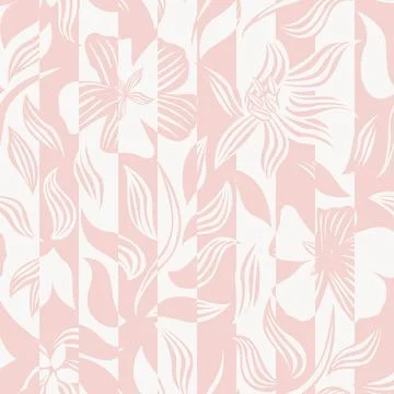 Botanical stripe textile pattern design in light pink for fashion and home .. Stock Illustration