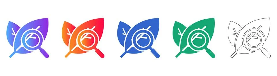 Botanical Study Leaf Icons Ilustração Stock