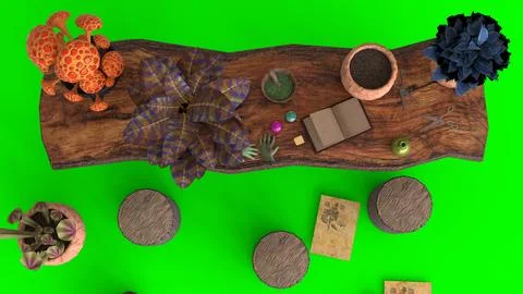 Botanical table of wizard school with green background Stock Illustration