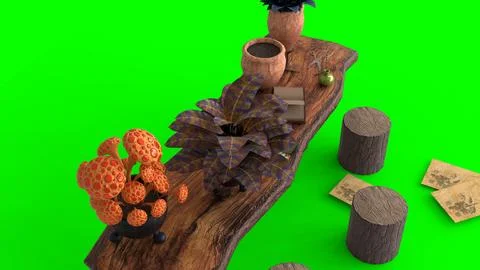 Botanical table of wizard school with green background Stock Illustration