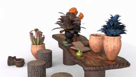 Botanical table of wizard school with white background Stock Illustration