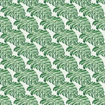 Botanical tropic seamless pattern with green diagonal monstera elements print Stock Illustration