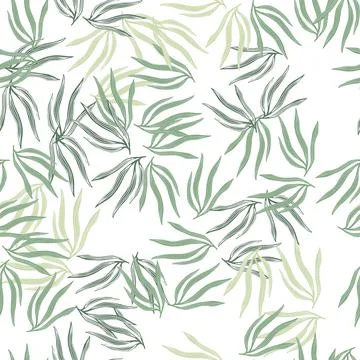 Botanical tropical leaves semless pattern. Abstract tropic leaf isolated on w Stock Illustration