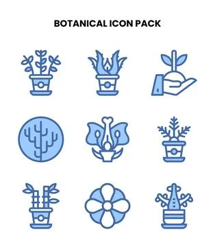 Botanical Two Colour Graphics Icons Pack Stock Illustration