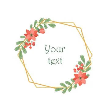 Botanical vector round frame with plants and flowers. Floral wreath Illustrazione stock