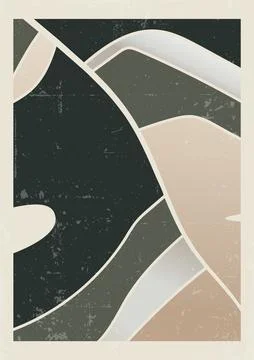 Botanical wall art abstract leaf, foliage organic shapes. Stock Illustration