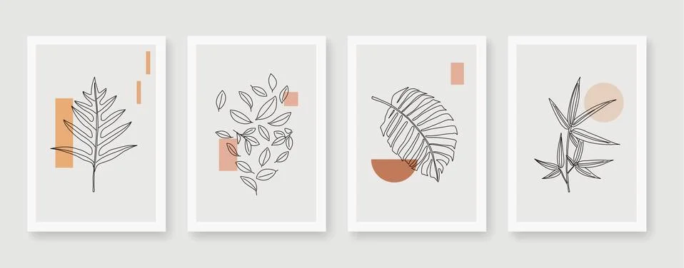 Botanical wall art element vector collection. Vector illustration. Stock Illustration