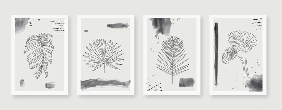 Botanical wall art element vector collection. Vector illustration. Stock Illustration