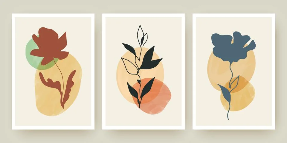 Botanical wall art posters vector templates set Stock Illustration