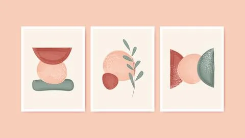 Botanical wall art set Creative minimalist watercolor art イラスト素材