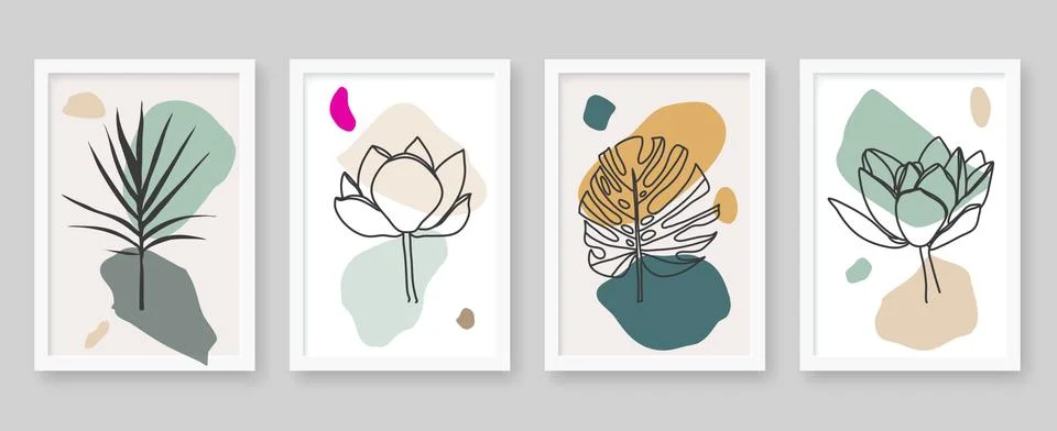 Botanical wall art vector collection. Vector illustration. Stock Illustration