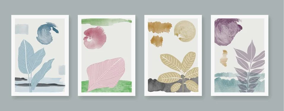 Botanical wall art vector collection. Vector illustration. Stock Illustration