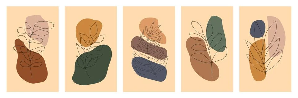 Botanical wall art vector set. Stock Illustration