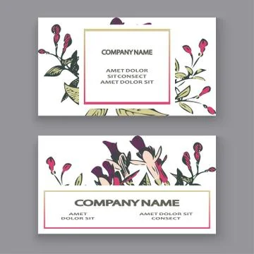 Botanical wedding invitation card template design, hand drawn fuchsia flowers Stock Illustration