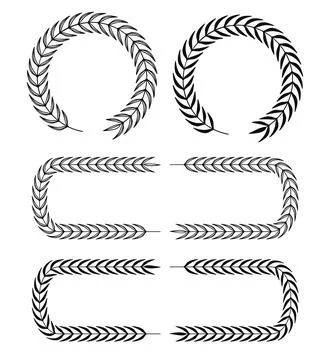Botanical Wreath and Rectangle Frame Leaves Ornament.Vector Collection Stock Illustration