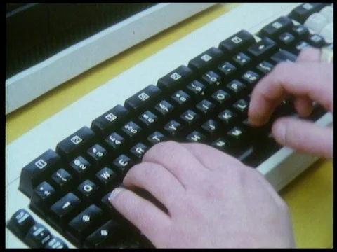 Botanist talking to IT man inside greenhouse about technology and job, 1985 Video stock 136675510