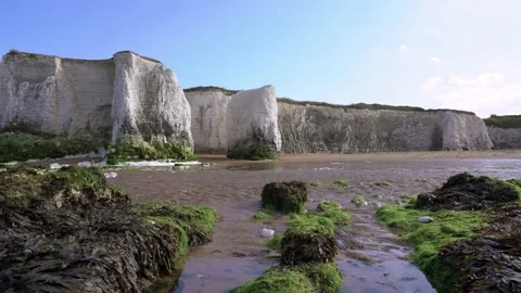 Botany Bay beach and Cliffs in Broadstairs, England Stock Footage 201797035