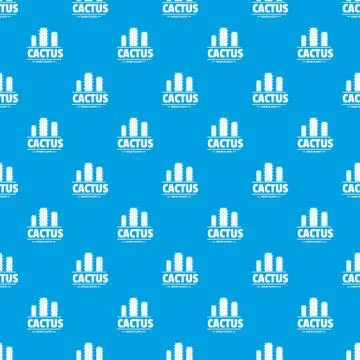 Botany cactus pattern vector seamless blue 스톡 일러스트