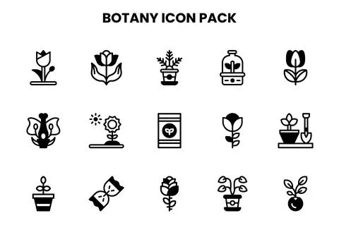 Botany DuoTone Bundle Icons Pack Stock Illustration