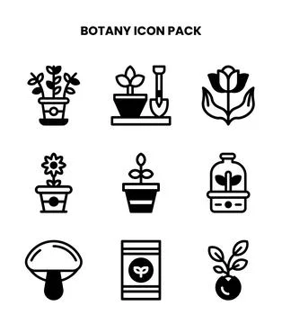 Botany DuoTone Set Icons Pack Stockillustratie